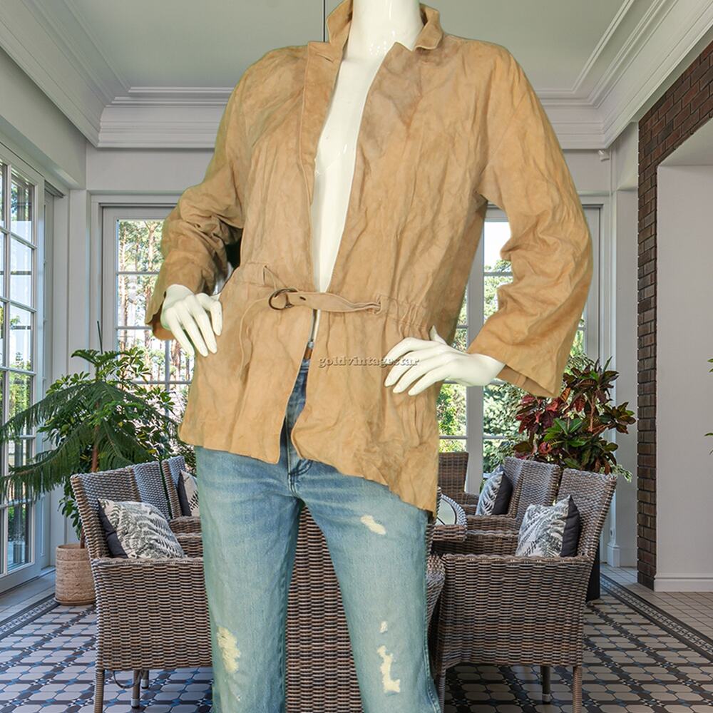 60s Vintage Gianni Versace Beged Or Suede Leather Jacket L